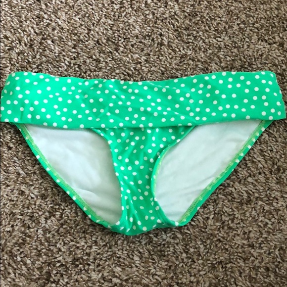 green and white polka dot bikini